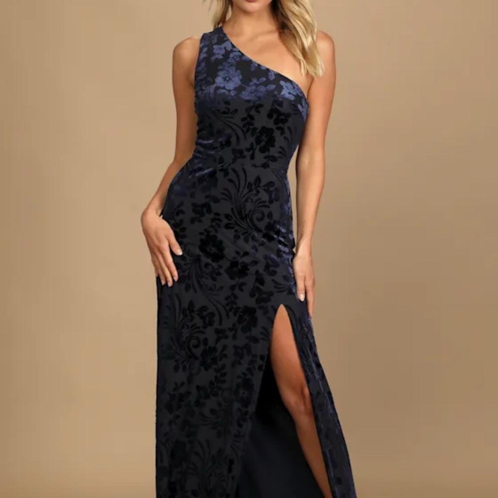 Lulu's Navy Blue Floral Maxi Dress - Marvelous Moi Navy Blue Burnout Velvet One